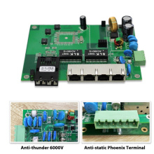 Anti thunder 6000V outdoor POE switch 48V-55V PCB blank boards 4-Port POE 100M and 1-port Uplink dual fiber SC/ST/FC